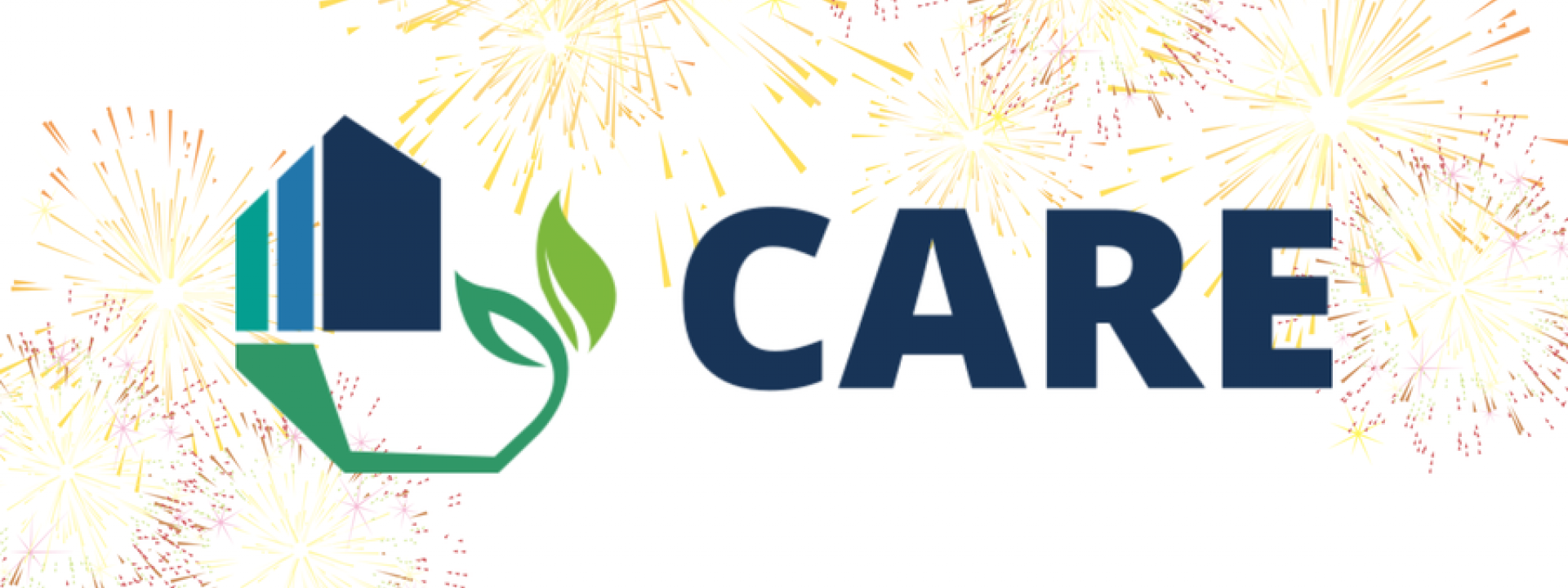 © Care CARE-Logo mit Feuerwerk im Hintergrund